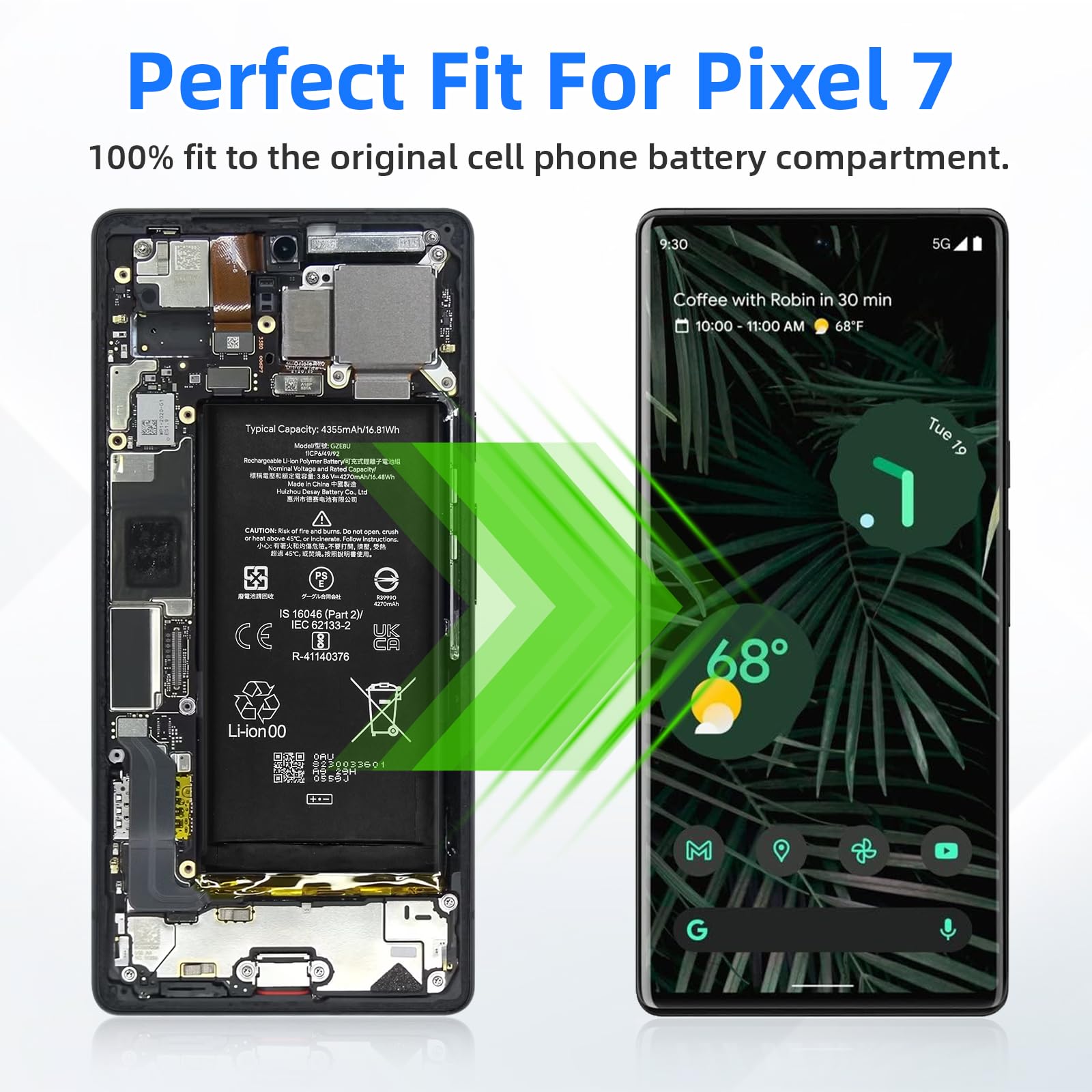 Amazon.com: SHENMZ Pixel 7 Battery,4355mAh GZE8U Replacement